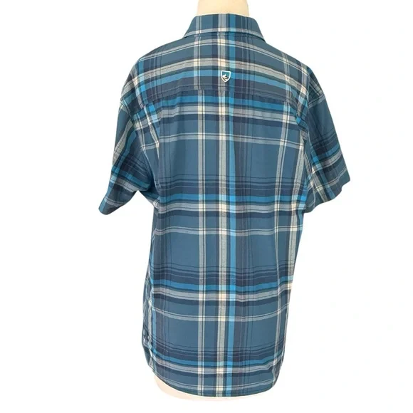 Kuhl Styk Short Sleeve Plaid Performance Shirt Tapered Fit Mens Medium - Picture 3 of 12